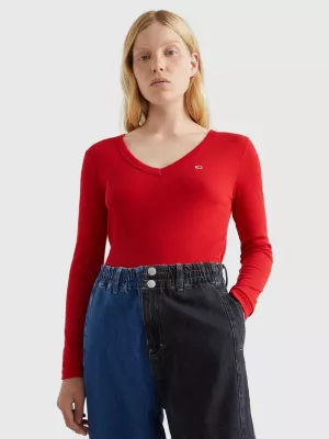 Camiseta cropped essencial de manga comprida canelada
