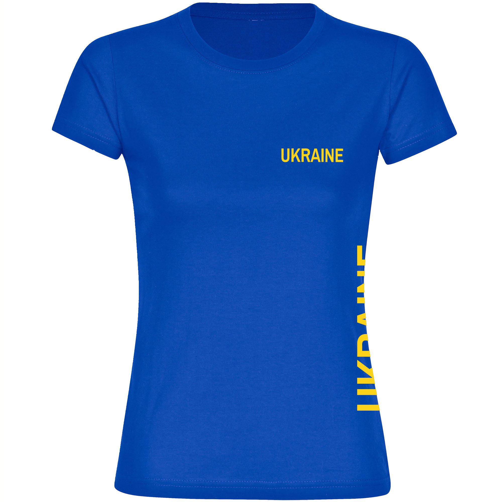 multifanshop® Damen T-Shirt - Ukraine - Brust & Seite - Druck gelb