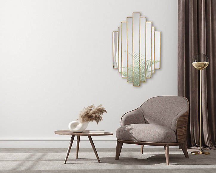 Miroir art déco doré L.80 x l.51 cm Emde