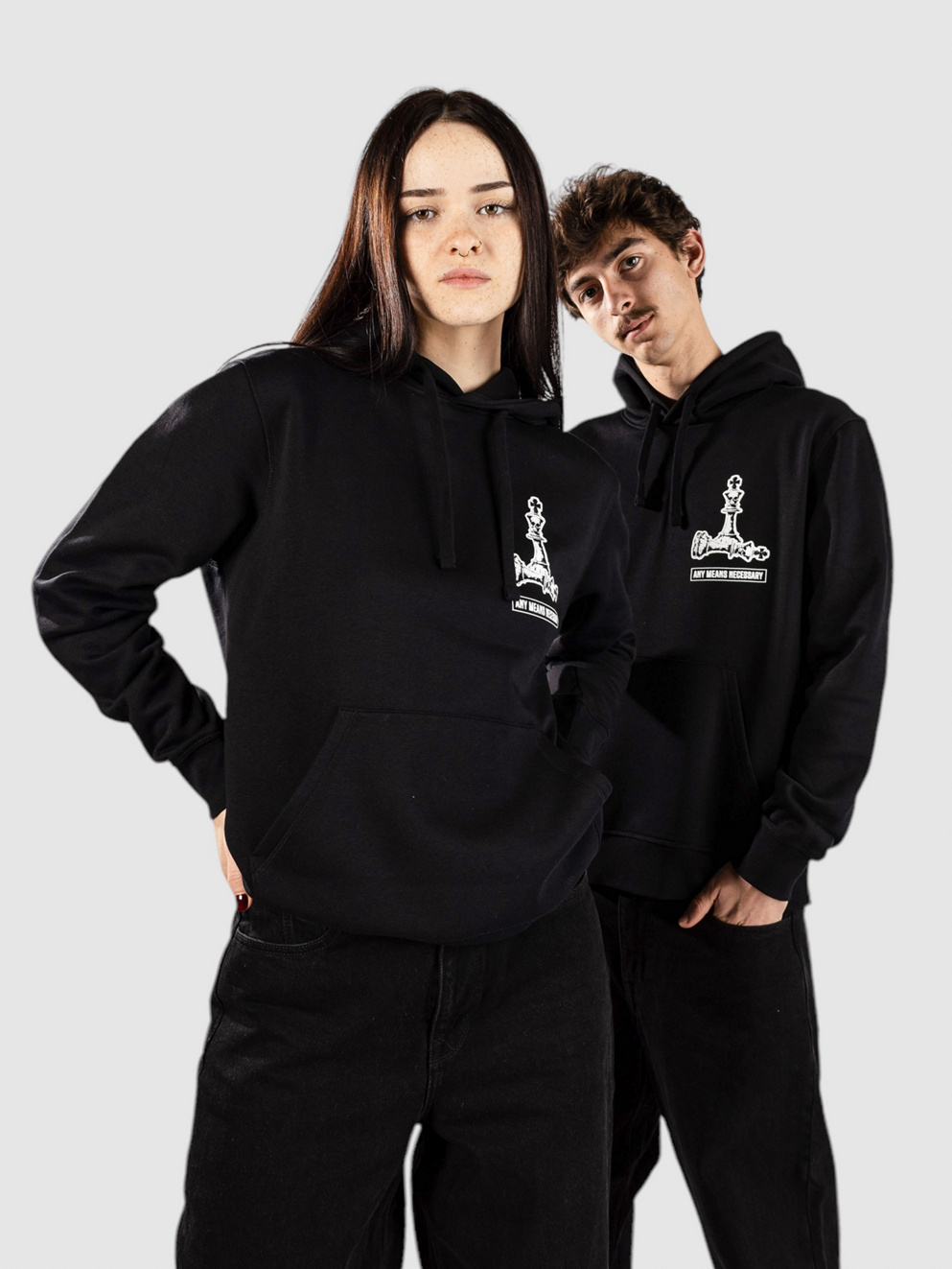 Any Means Necessary Tower Hoodie black