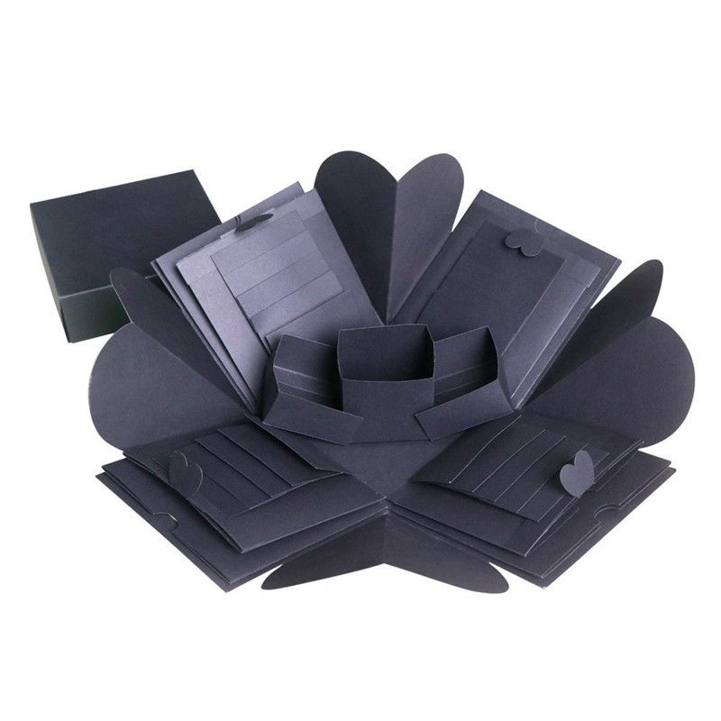 Foto Bastel Geschenk Box Handmade Schachtel DIY Überraschungsbox - Schwarz
