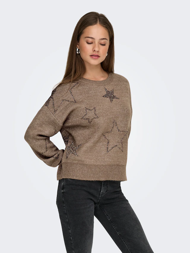 ONLY Rundhalspullover »ONLROSIE LS O-NECK GLITTER KNT«