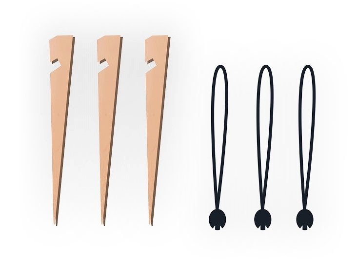 Bent Holzhering mit Spannring (3 Stück)