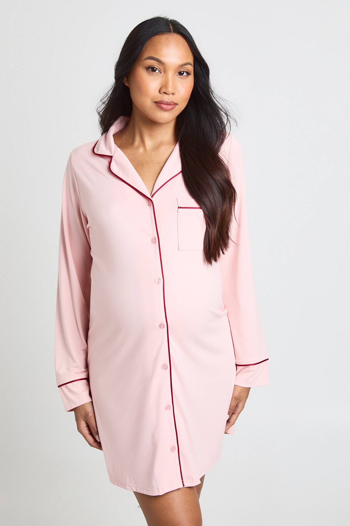 boohoo Chemise De Nuit De Maternité À Détails Passepoilés