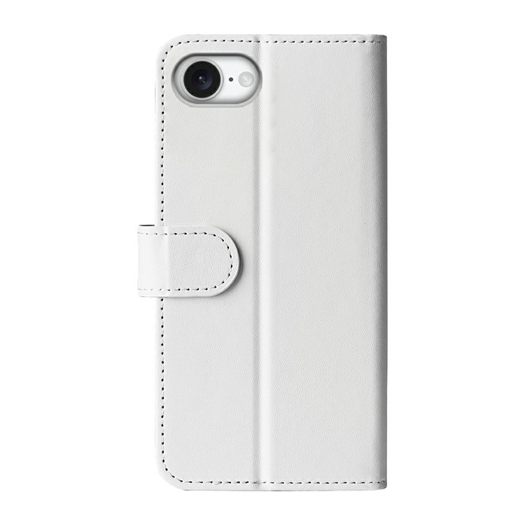 iPhone 16e Leder Tasche Flip Cover mit Kartenfächer - Weiss (Glanz)