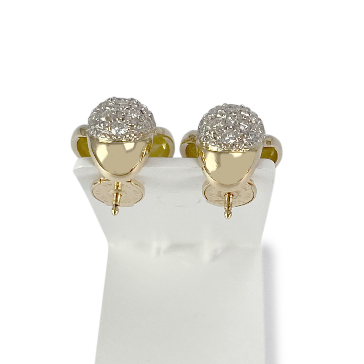Boucles d'oreilles d'occasion or 750 jaune et rhodié diamants