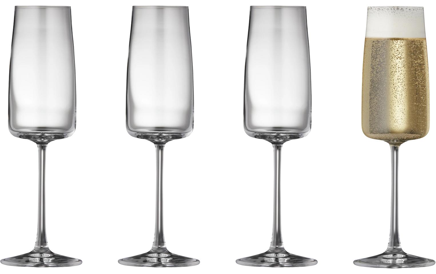 Champagnerglas Zero 4 Stück, 30 clSektgläser Set aus ultraklarem Kristallglas