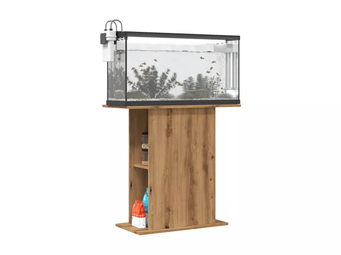 Support d'aquarium chêne artisanal 36x75x72,5cm bois ingénierie