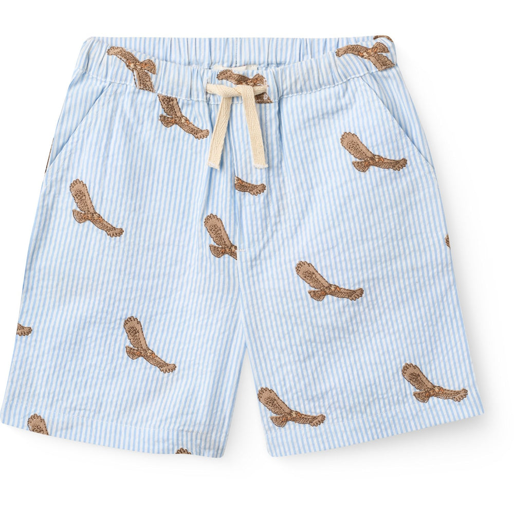 Køb COPENHAGEN COLORS Sky Blue W Cream Stripe Seersucker Shorts W. Emb