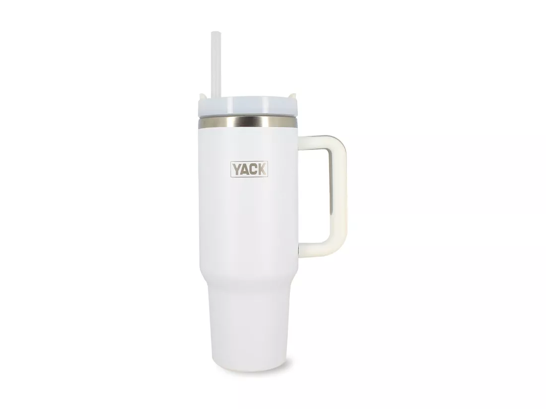Yack - Gobelet Yack 1.2l En Acier Inoxydable Blanc Avec Couvercle Et Paille