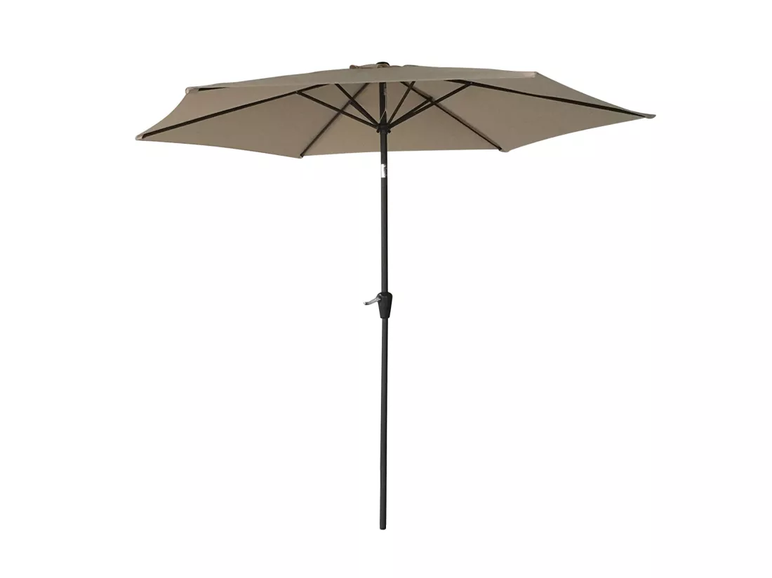 Parasol droit HAPUNA rond 2,70m de diamètre taupe - HAPPY GARDEN