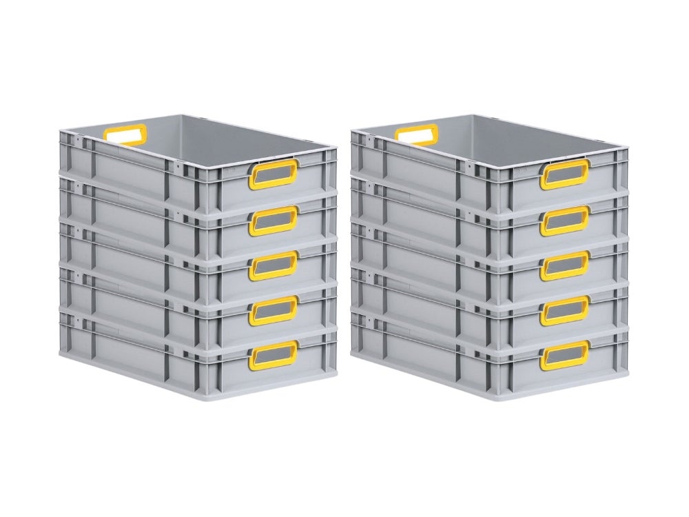 PROREGAL Eurobox Nextgen Kleur HxBxD 12 x 40 x 60 cm 23 liter Handgrepen Geel Open gladde bodem Euro container transportbox