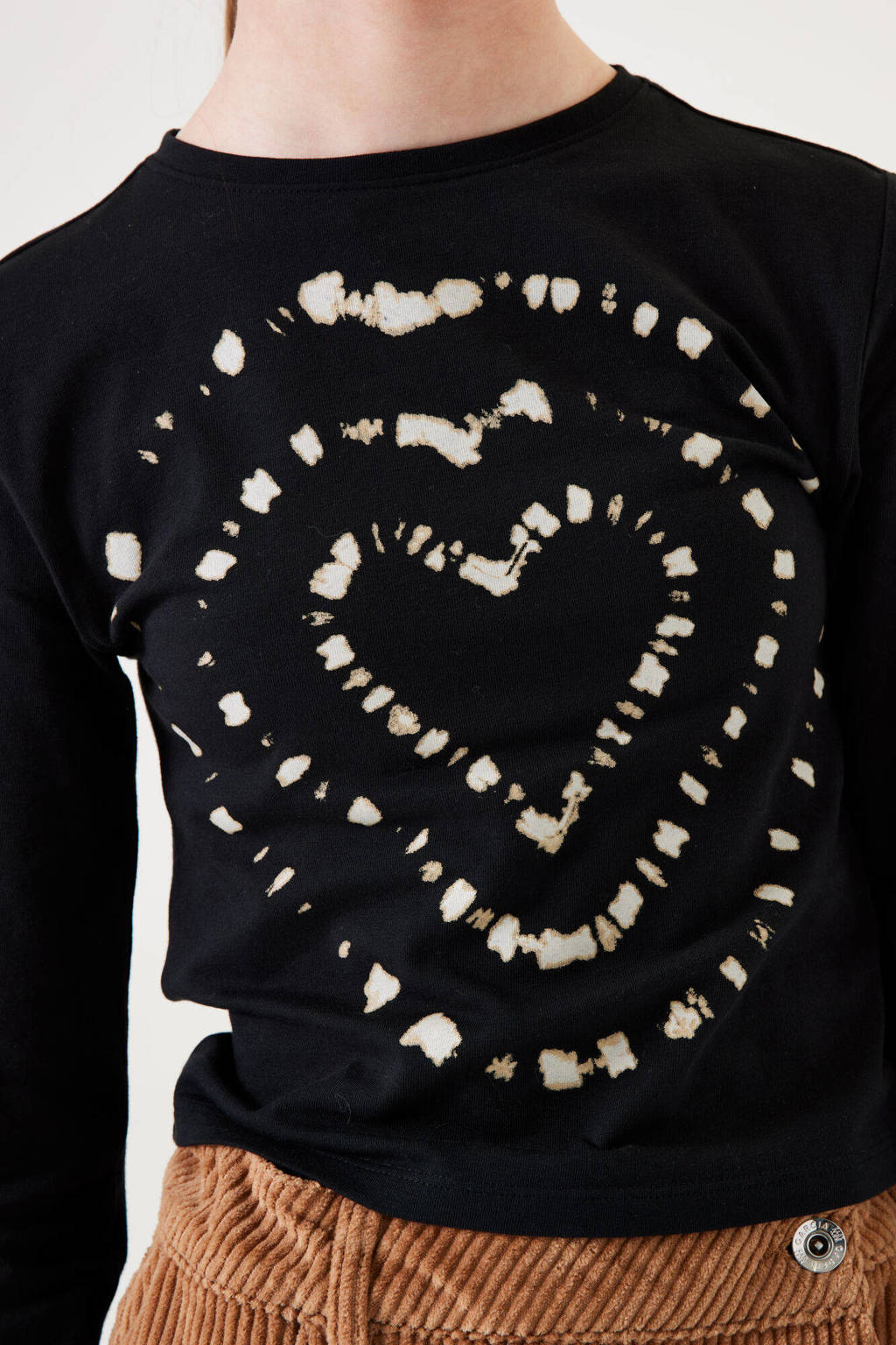 Garcia longsleeve met printopdruk zwart/ecru