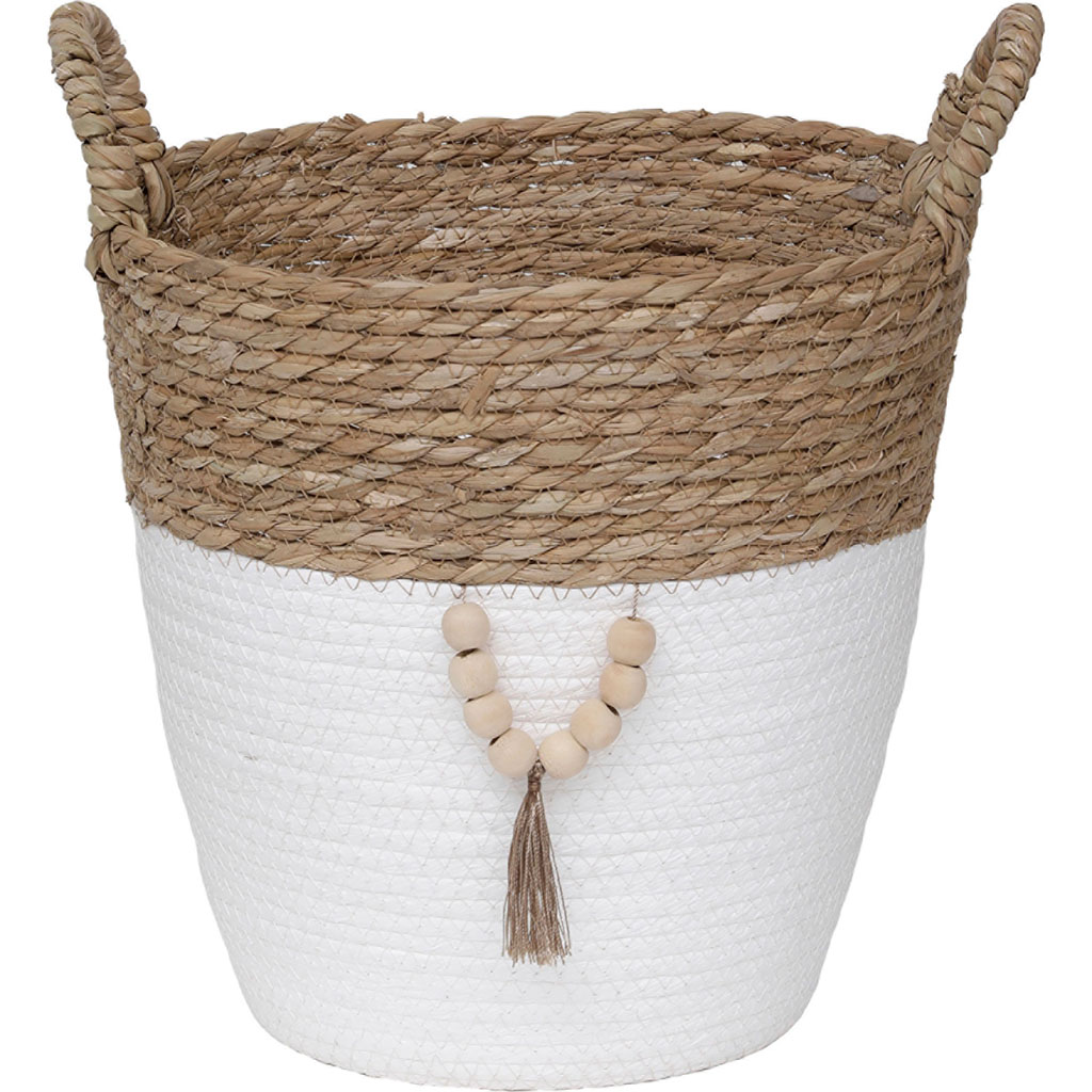 Panière à linge perle blanche H31