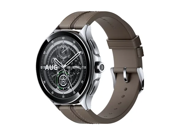 [OUTLET] - Xiaomi Watch 2 Pro - 46 mm - sølv rustfrit stål - smart ur med rem - læder - brun - håndledsstørrelse: 135-205 mm - display 1.43