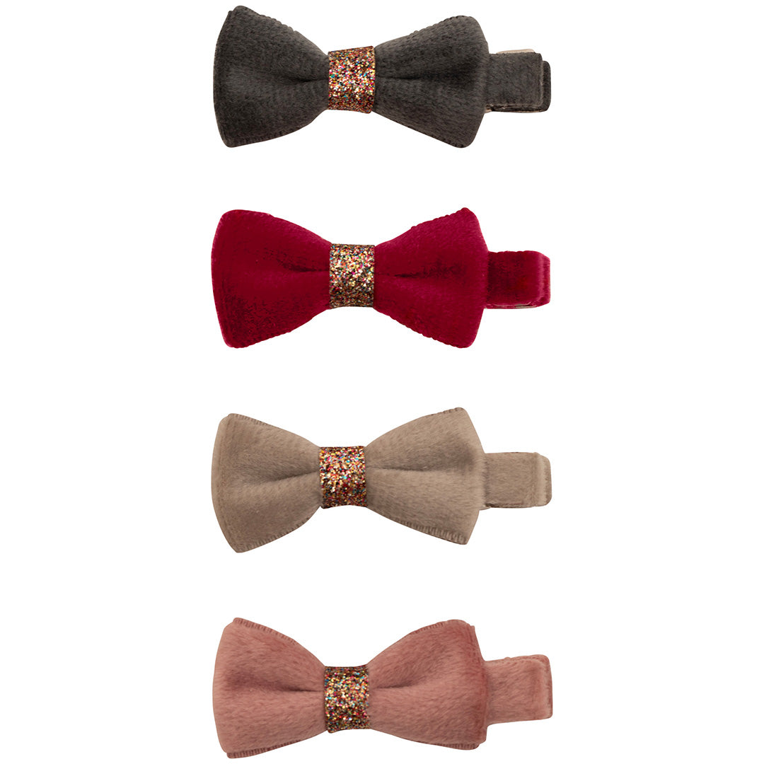 mimi & lula haarclipjes christmas velvet bow - multi - 4st