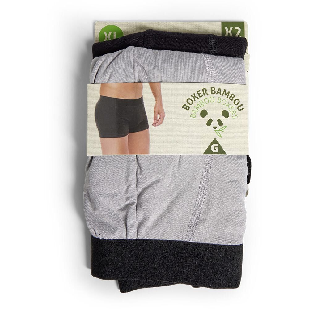 Lot de 2 boxers homme taille XL bambou et élasthanne noir