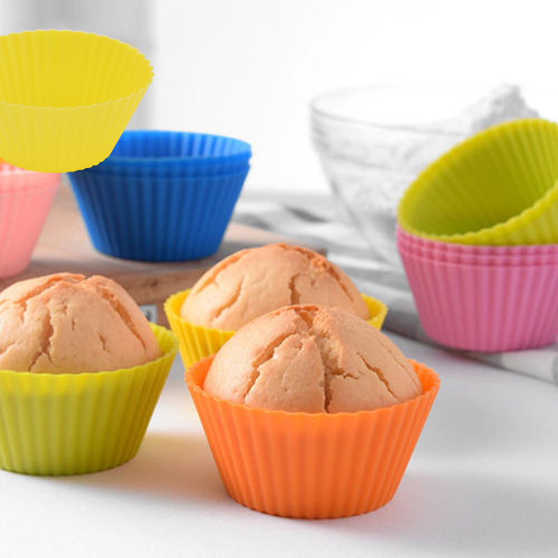 (12er Set) Silikon Cupcake Förmchen Muffin Form Backform - Assortiert