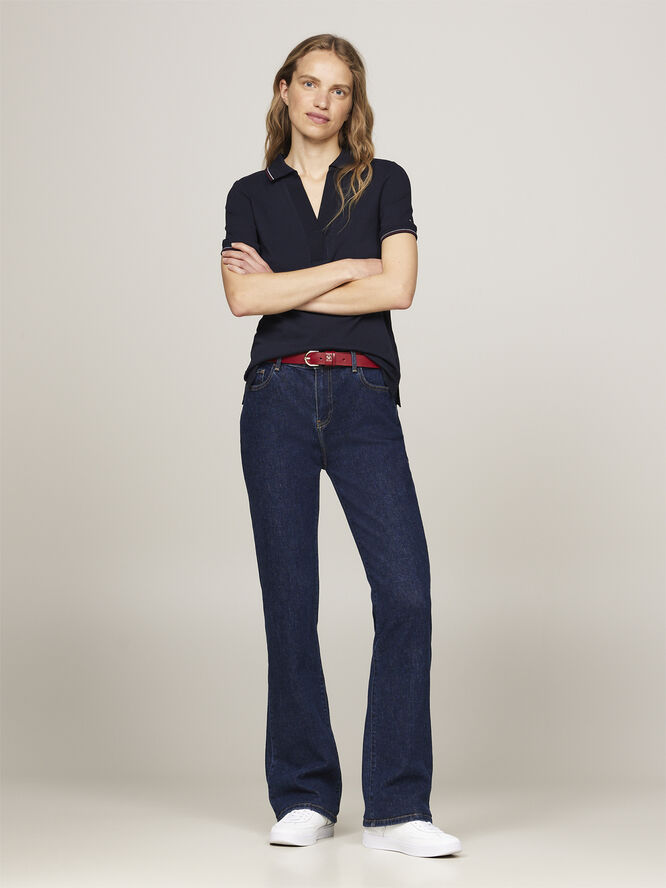 Tommy Hilfiger SLIM OPN PLKT RWB TIP POLO SS Desert sky
