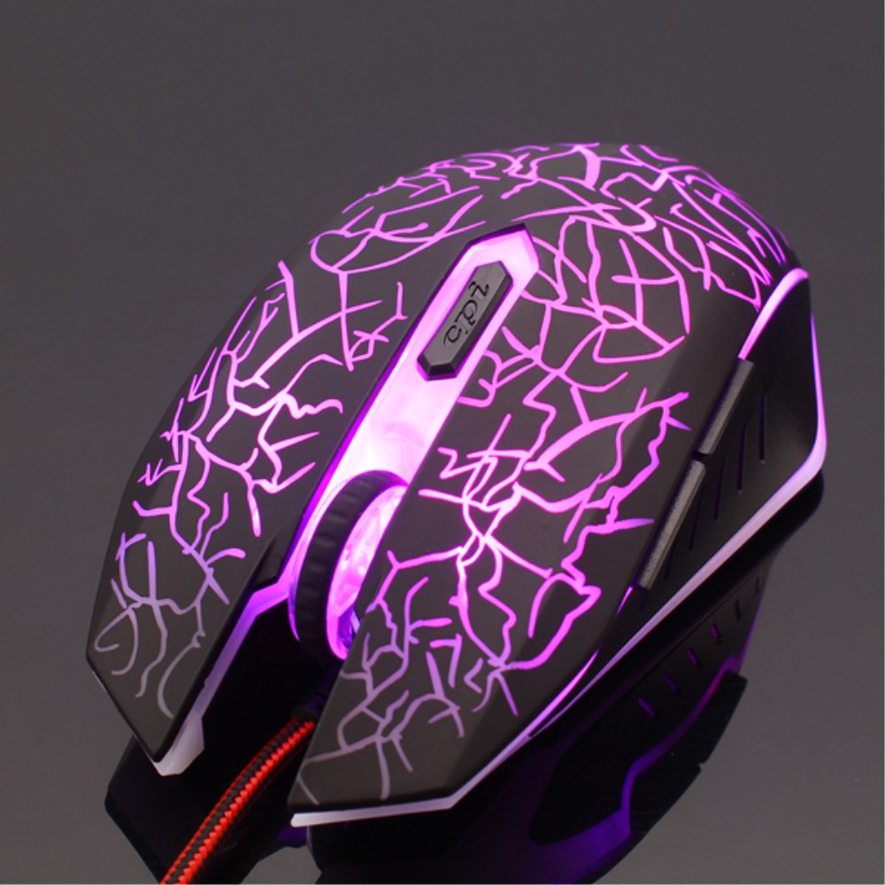 Optische 7-Farben LED Gaming Maus 2400 DPI mit USB Kabel - Schwarz