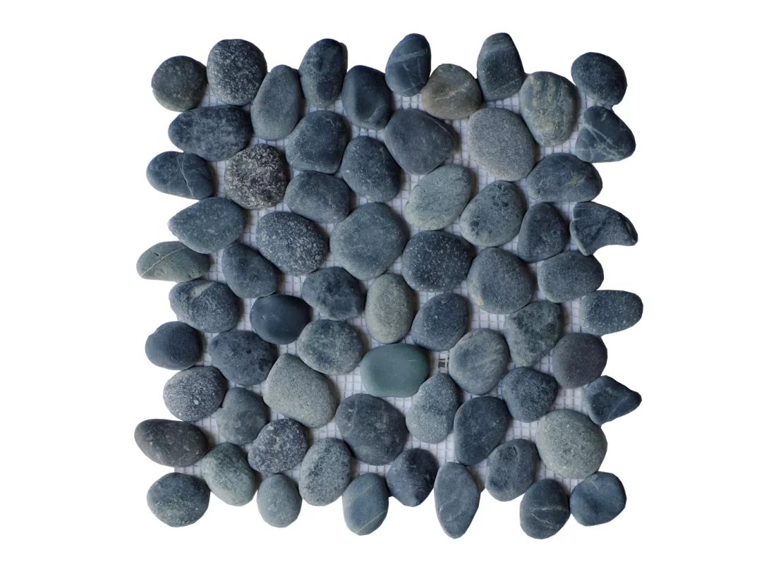 Mosaïque sol et mur galets naturels gris anthracite - pack de 1m² (dalles de 30x30 cm) - OLA
