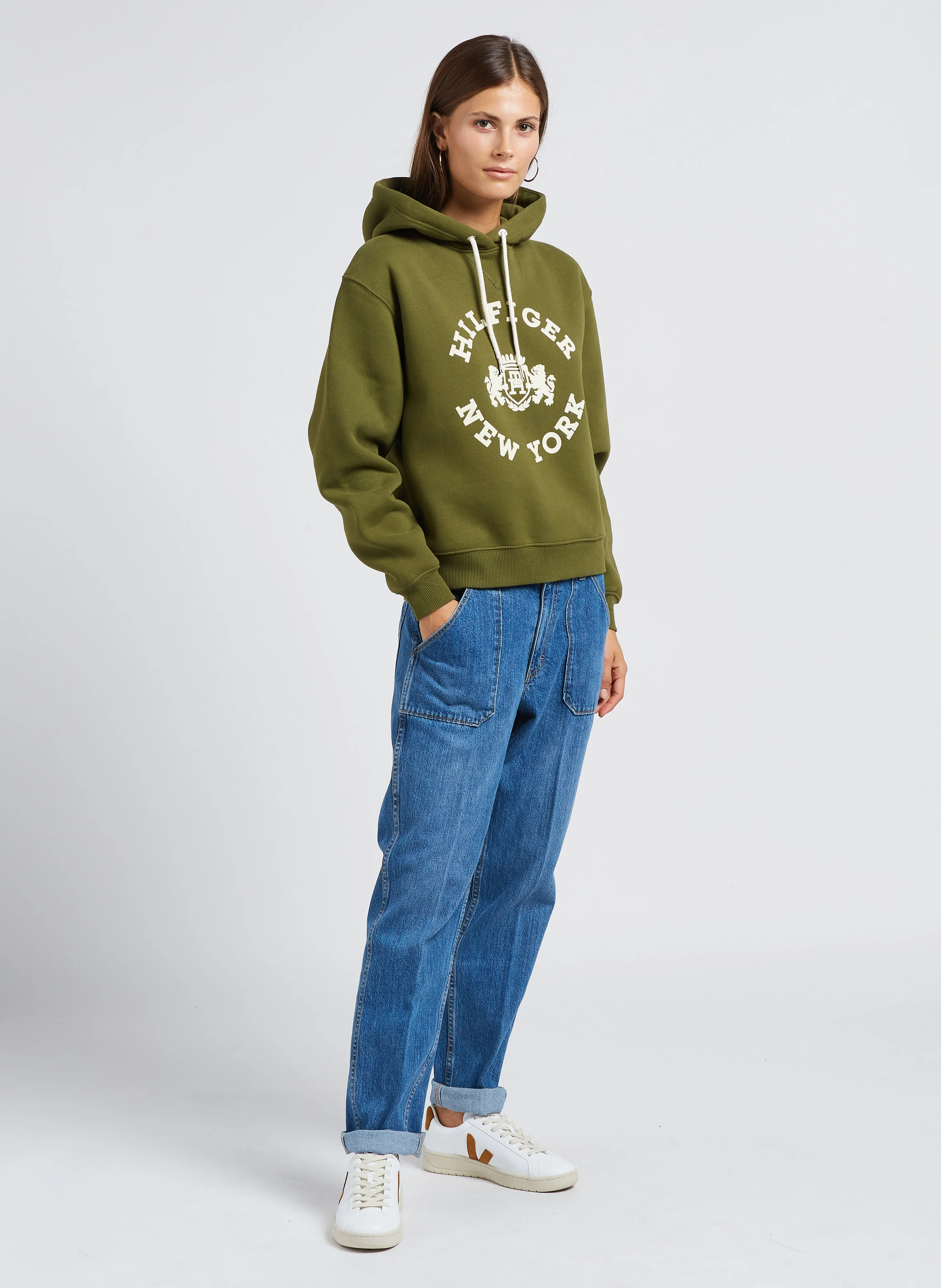 JANE - Jean droit taille haute en coton | Bleu