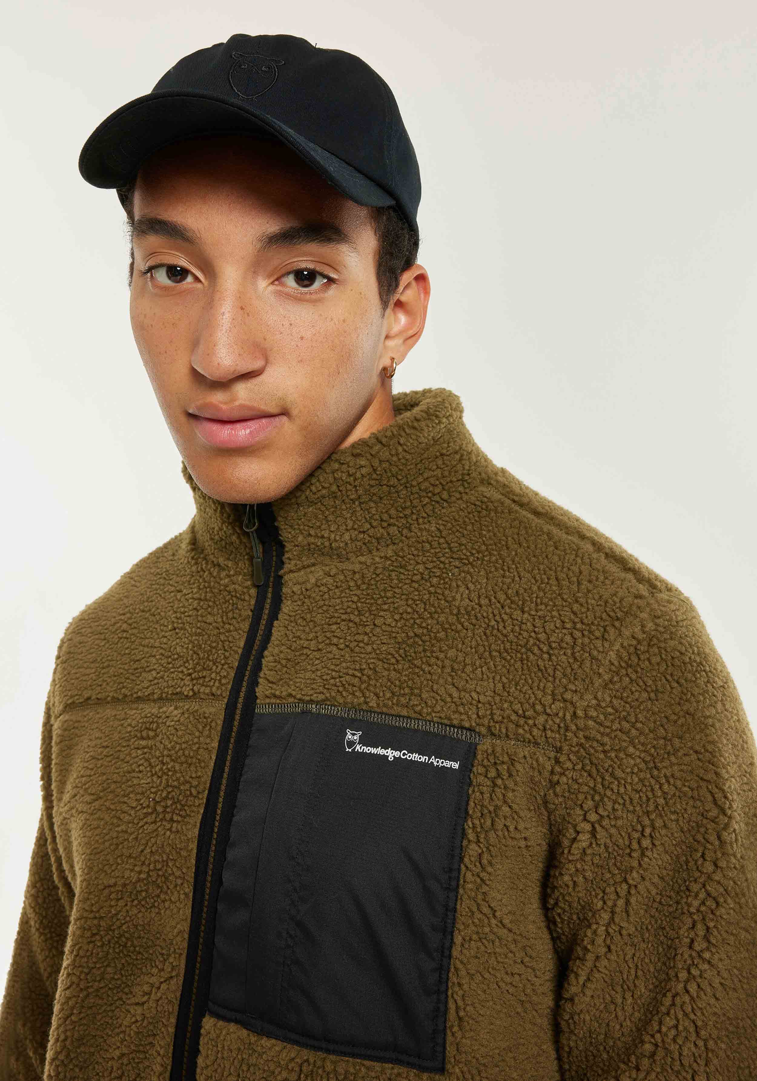 Knowledge Cotton Apparel Fleecejacke Teddy Zip Sweat Dark Olive
