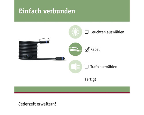 Paulmann Plug & Shine kabel IP68 1in-2out zwart 5,0 m 24V