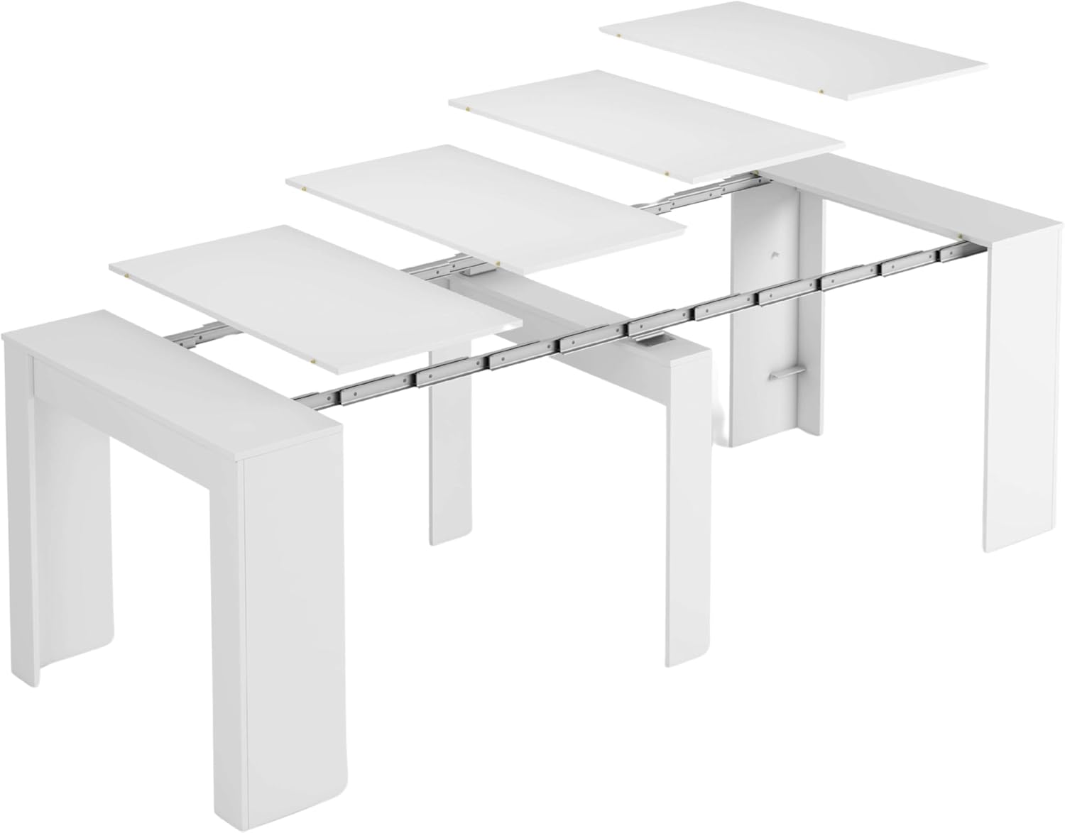Habitdesign, ausziehbarer Konsolentisch, Esstisch für Wohnzimmer, Flur oder Küche, platzsparend & multifunktional, Hochglanz Weiß, Maße: 50–235 x 78 x 90 cm (L x H x B), Modell Extensible