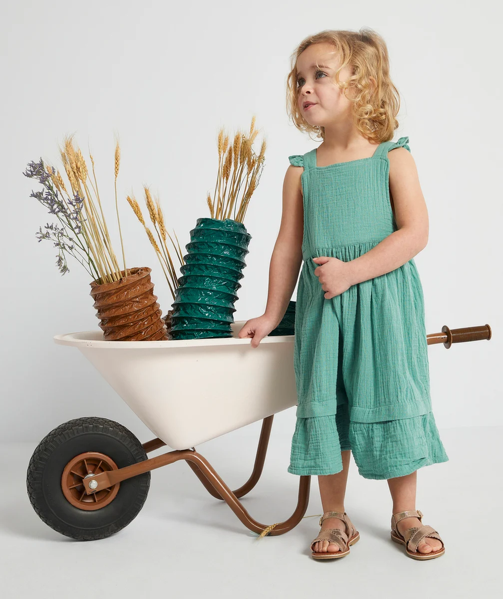 ROBE ÉVOLUTIVE VERTE EN GAZE DE COTON