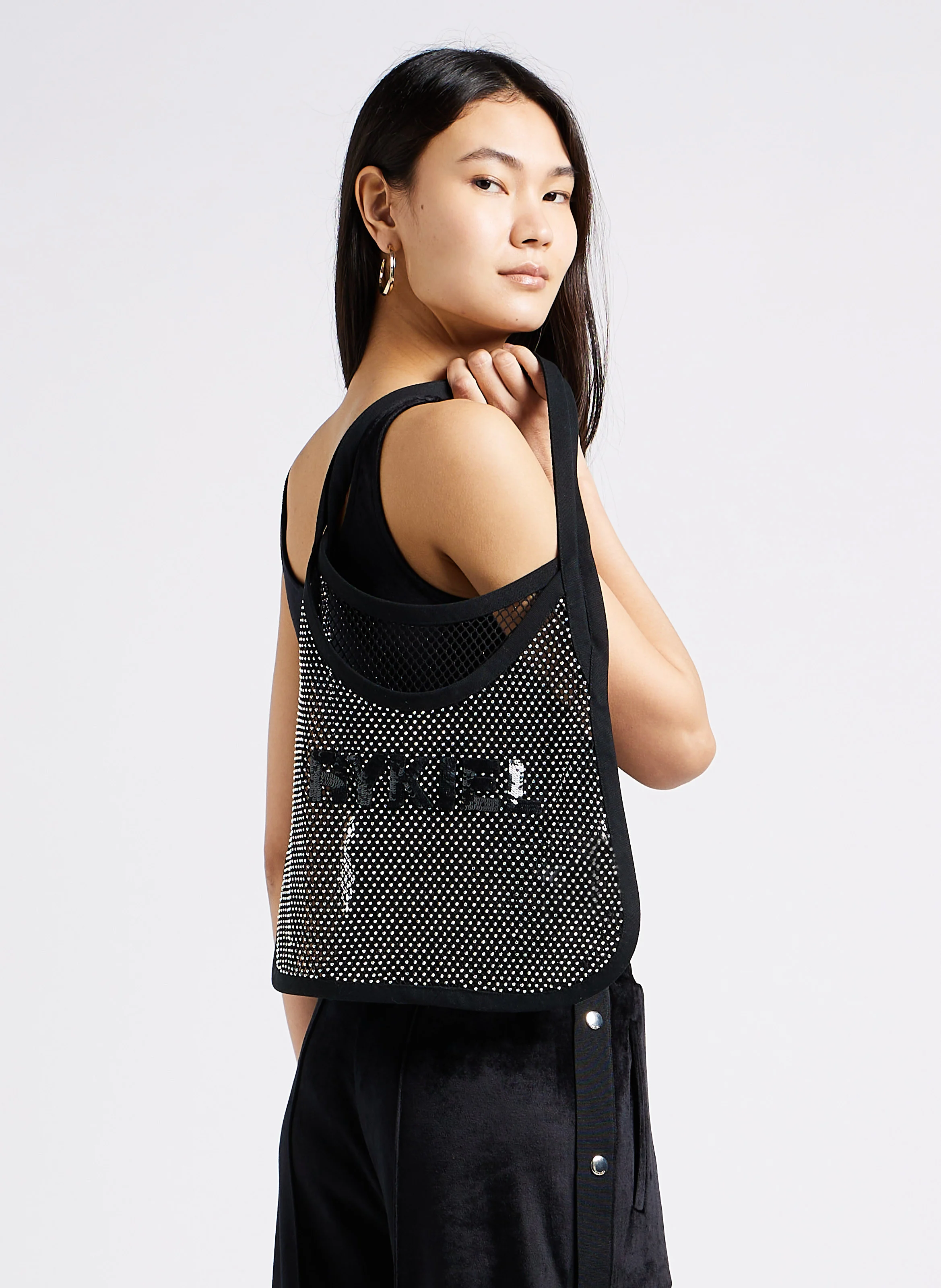 Sac porté épaule en filet | Noir