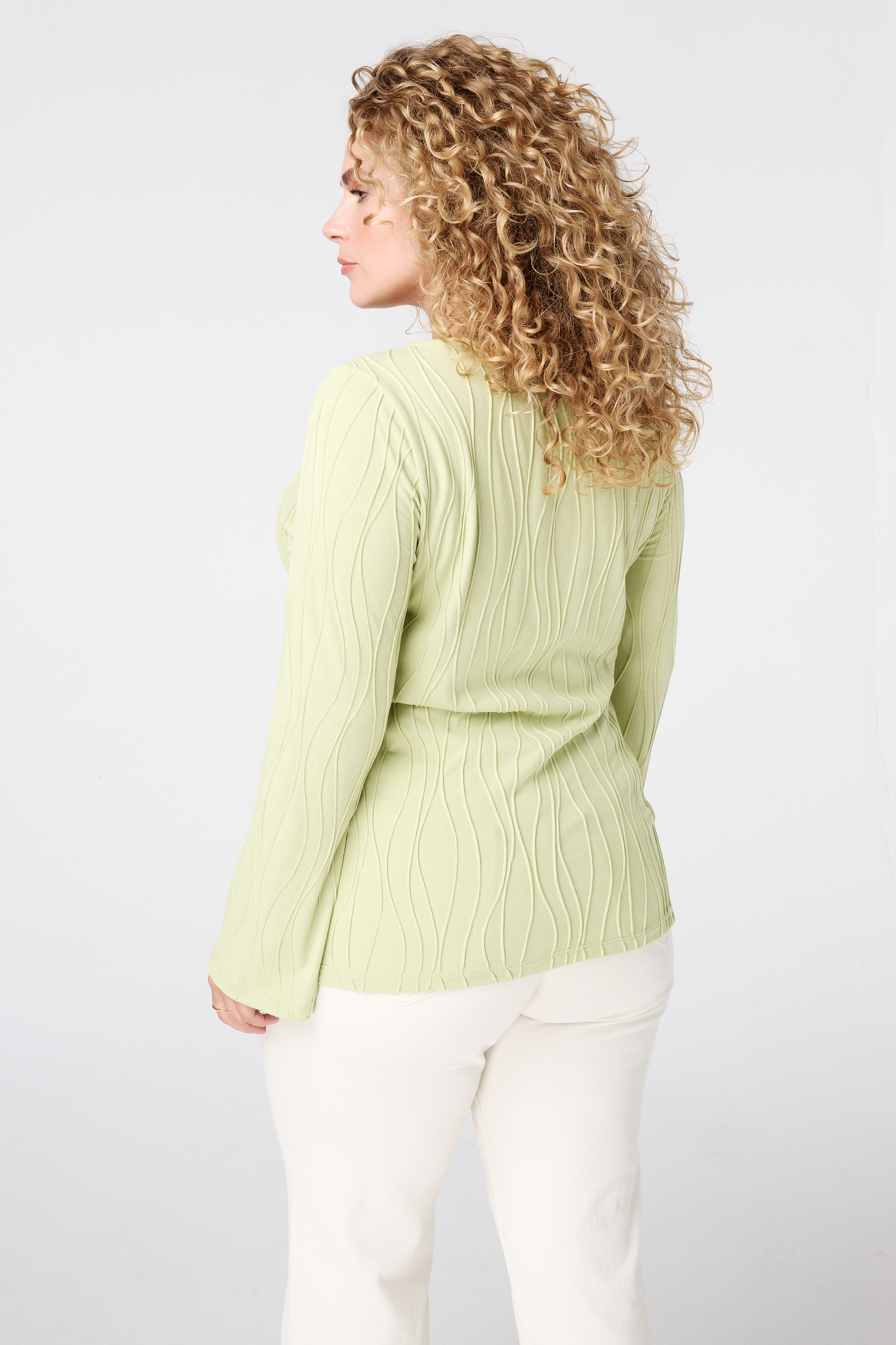 Aansluitende t-shirt met lange mouwen Licht groen