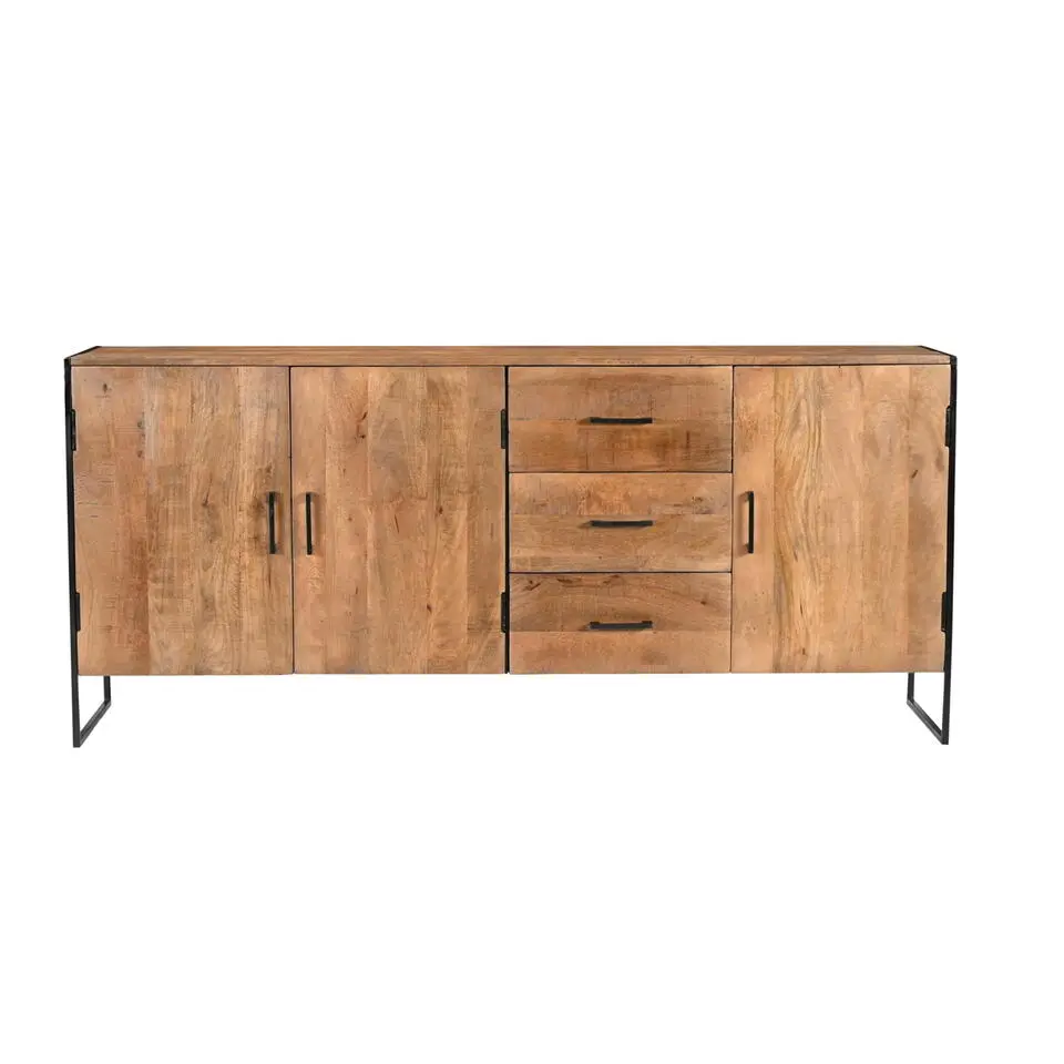 Dressoir Naturel Mangohout - Metaal - 180x40x80cm - Elin