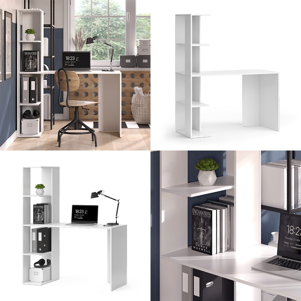 Vicco Schreibtisch Tower Weiß 122 x 55 cm mit 4 Fächern