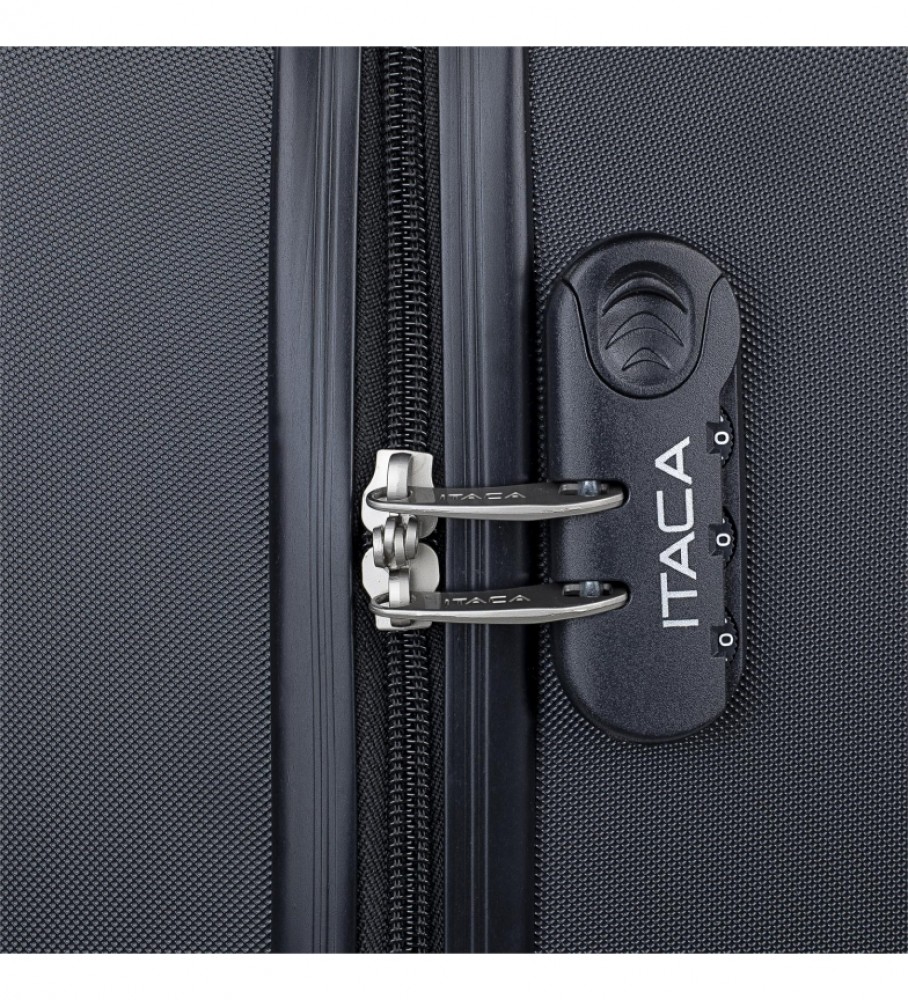 Mala de viagem rígida grande ITACA XL com 4 rodas 771170 preta - 73x48x28cm -