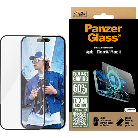 PanzerGlass gamer skærmbeskyttelse iPhone 16/15