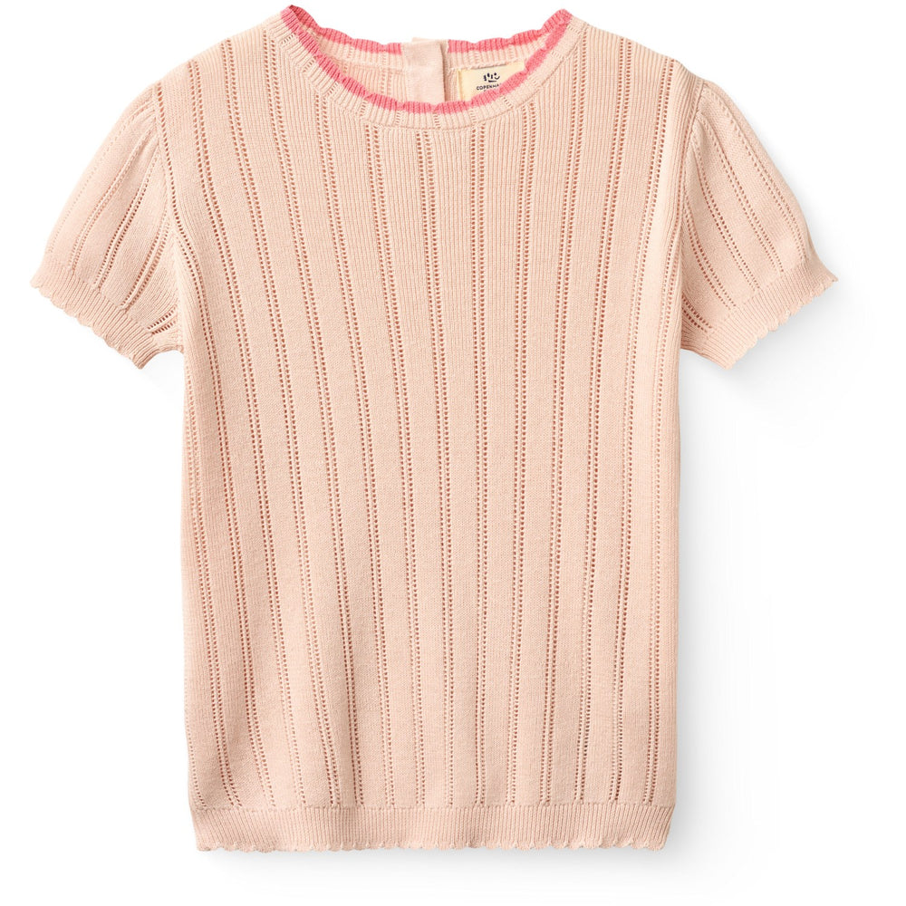 Køb COPENHAGEN COLORS Dusty Rose Strikket Pointelle Ss Bluse