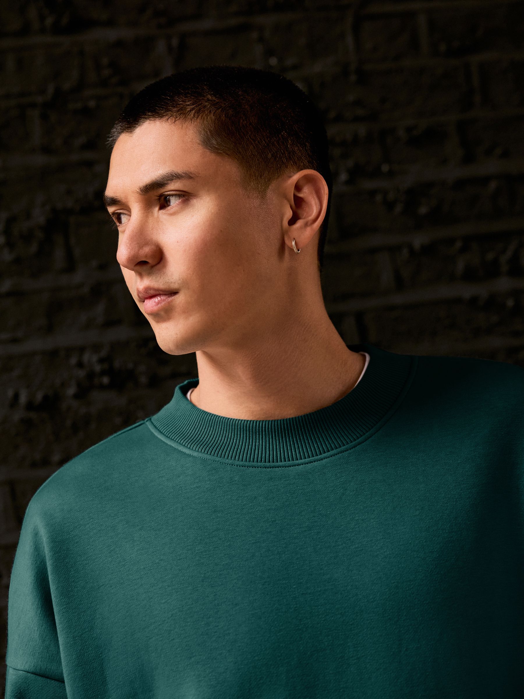 Groen - Groot - Dik sweatshirt met ronde hals en hoog katoengehalte