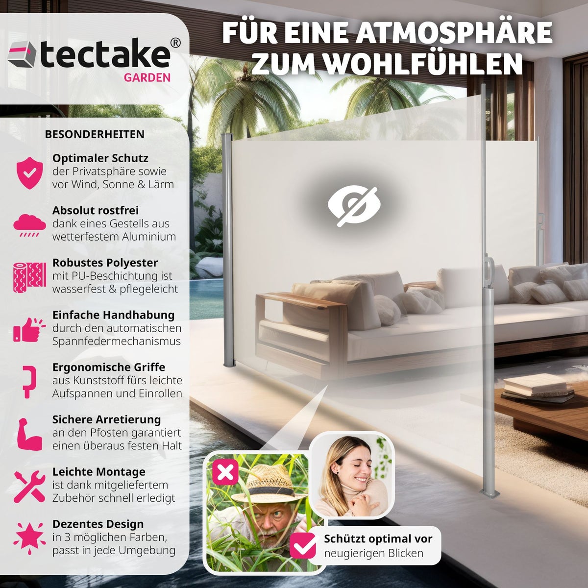 tectake dubbele zijluifel van aluminium, 200 x 600 cm