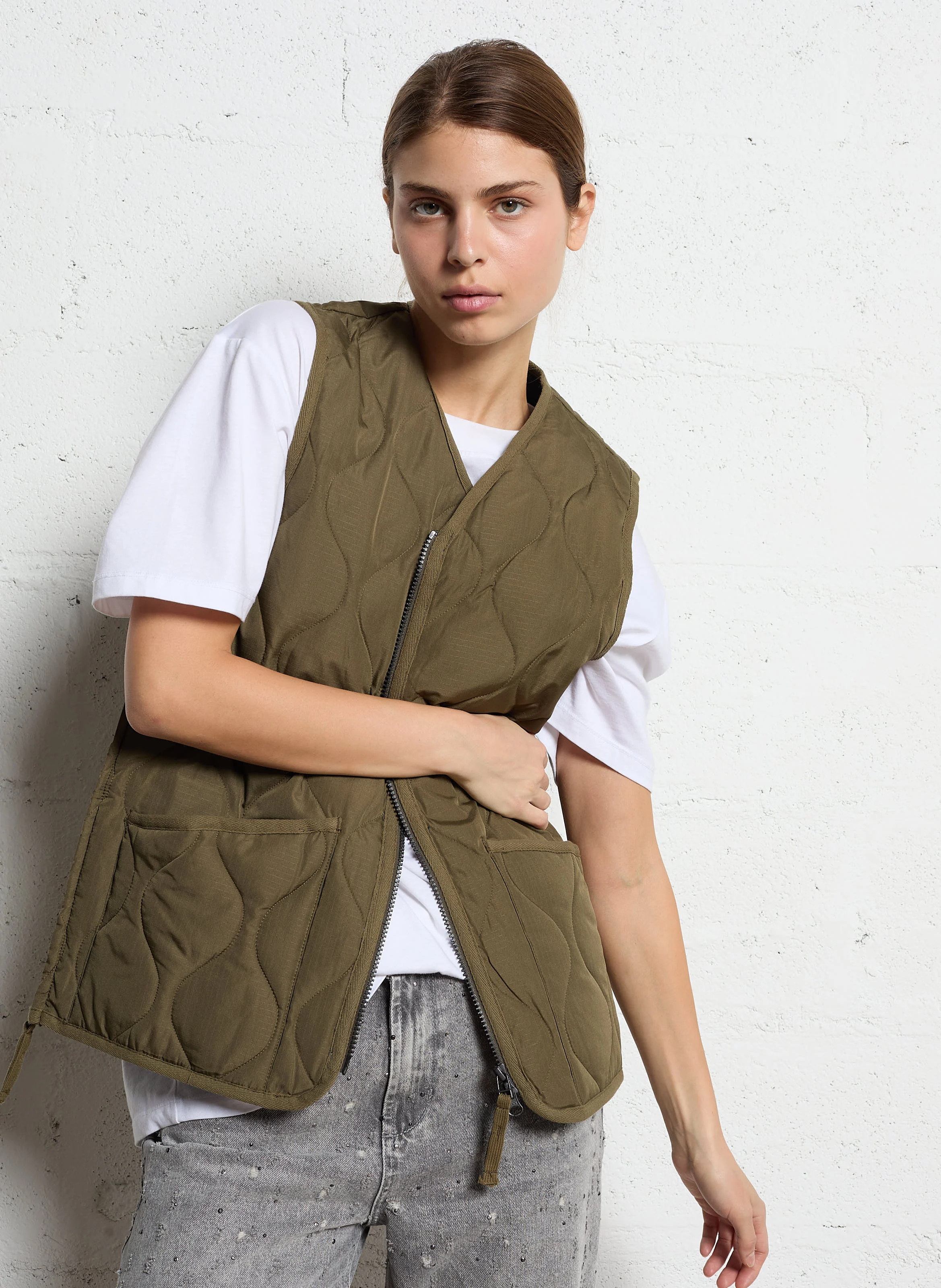 Veste droite matelassée | Kaki