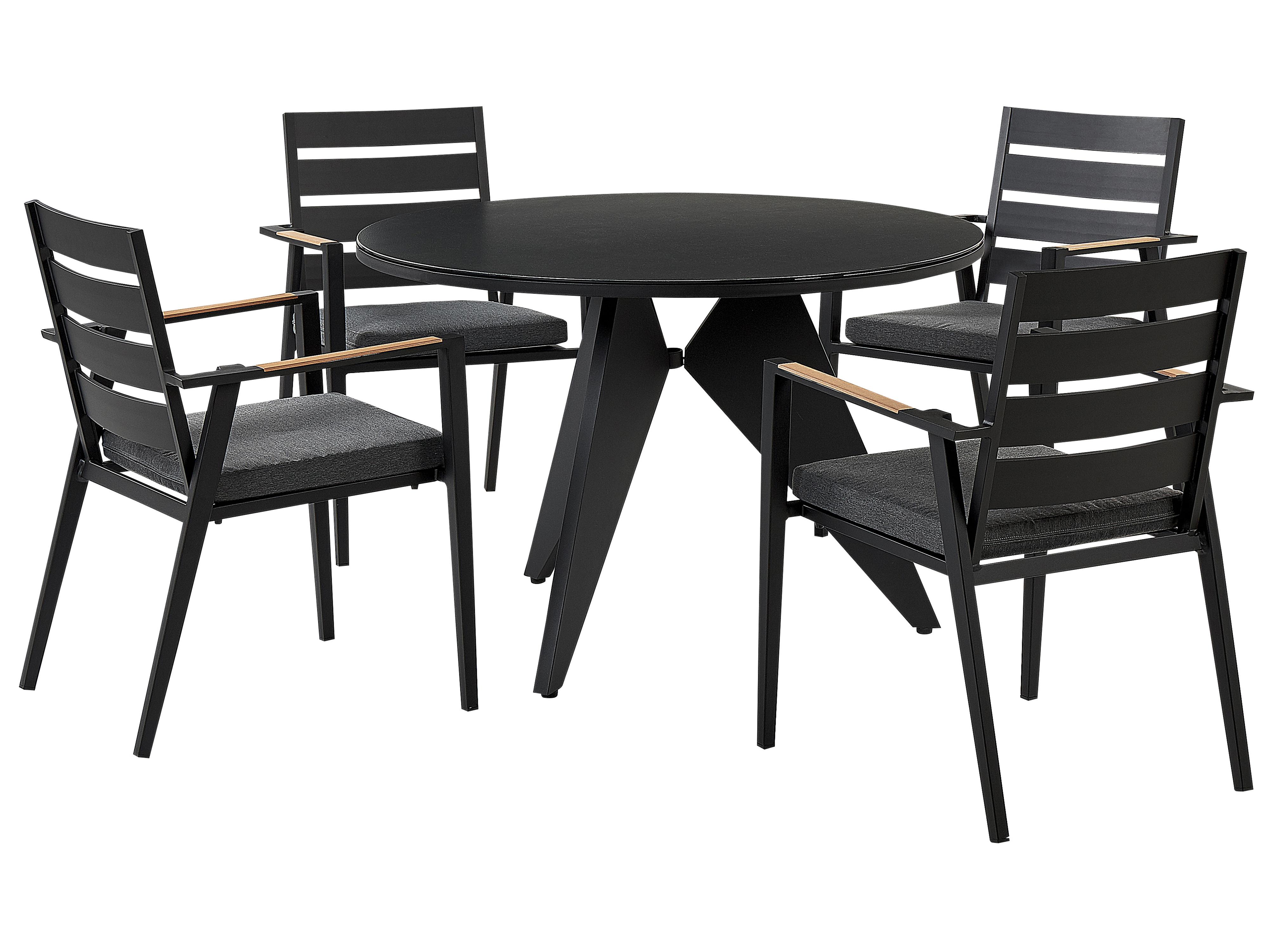 Tuinset 4-zits OLMETTO/TAVIANO met kussens Metaal Zwart