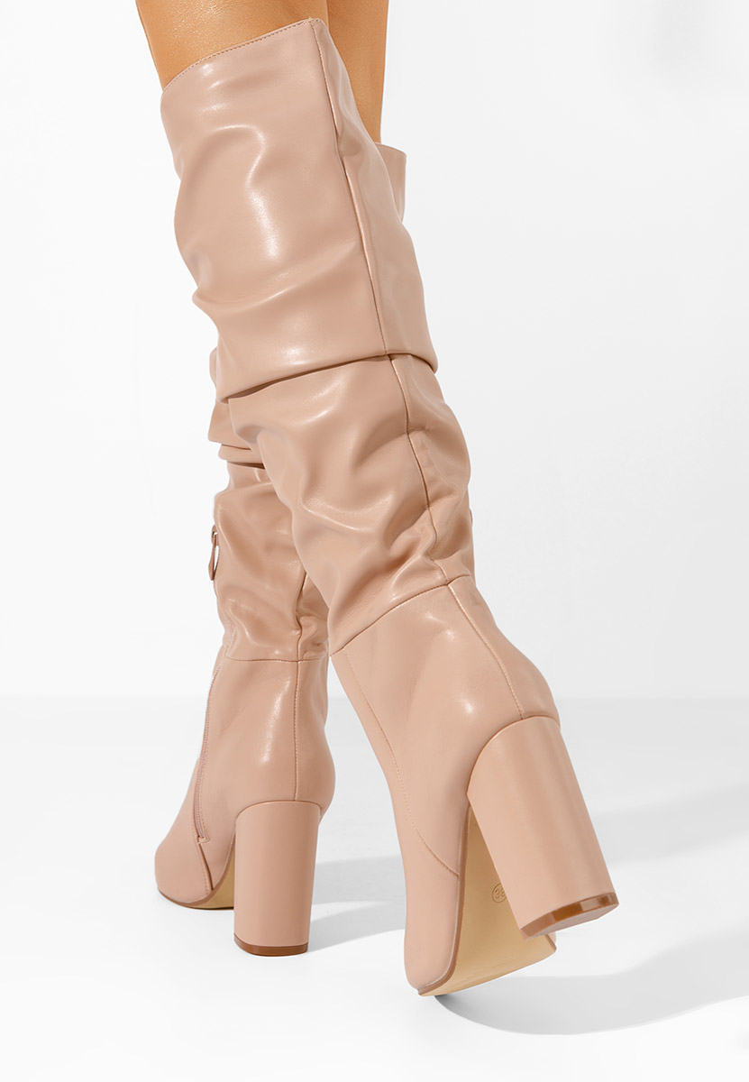 Bottes à talon carré nude Marquee