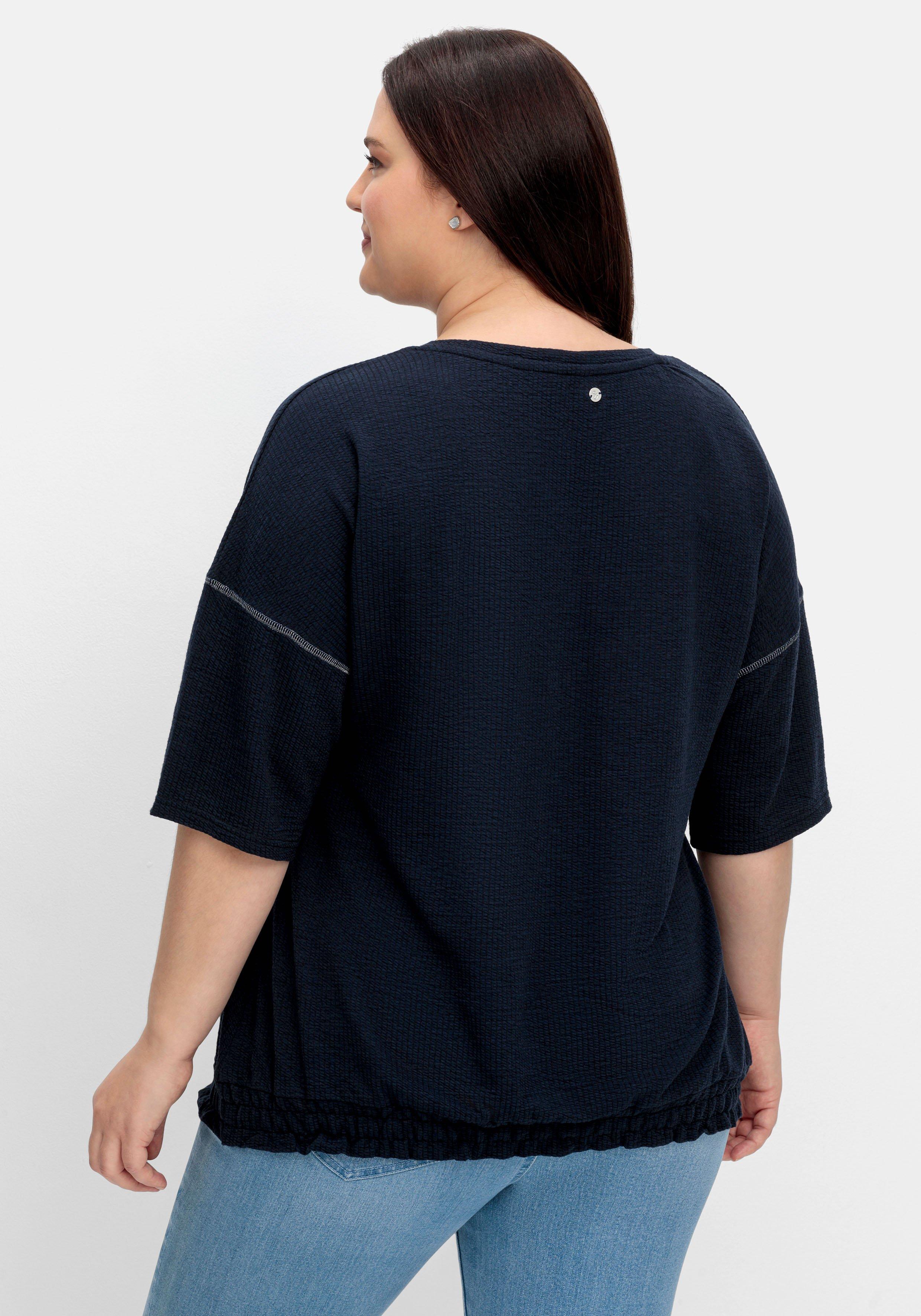 Shirt mit Ziernaht an den Ärmeln und Smokbund