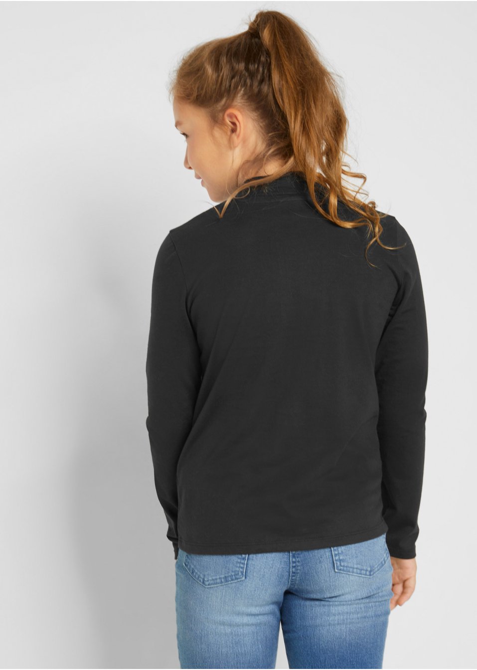 Lot de 2 T-shirts fille à col roulé coton