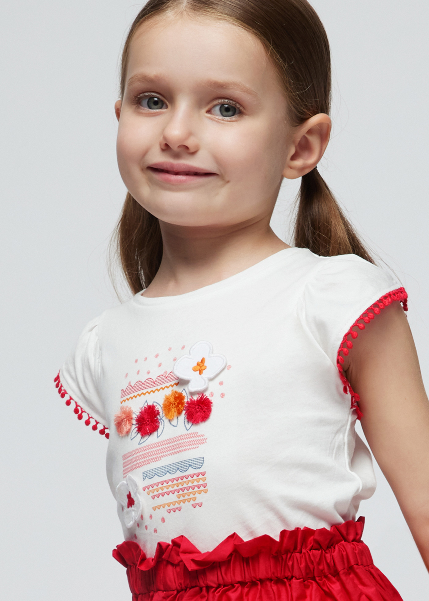 Camiseta Better Cotton com apliques para meninas, Branco-Jade
