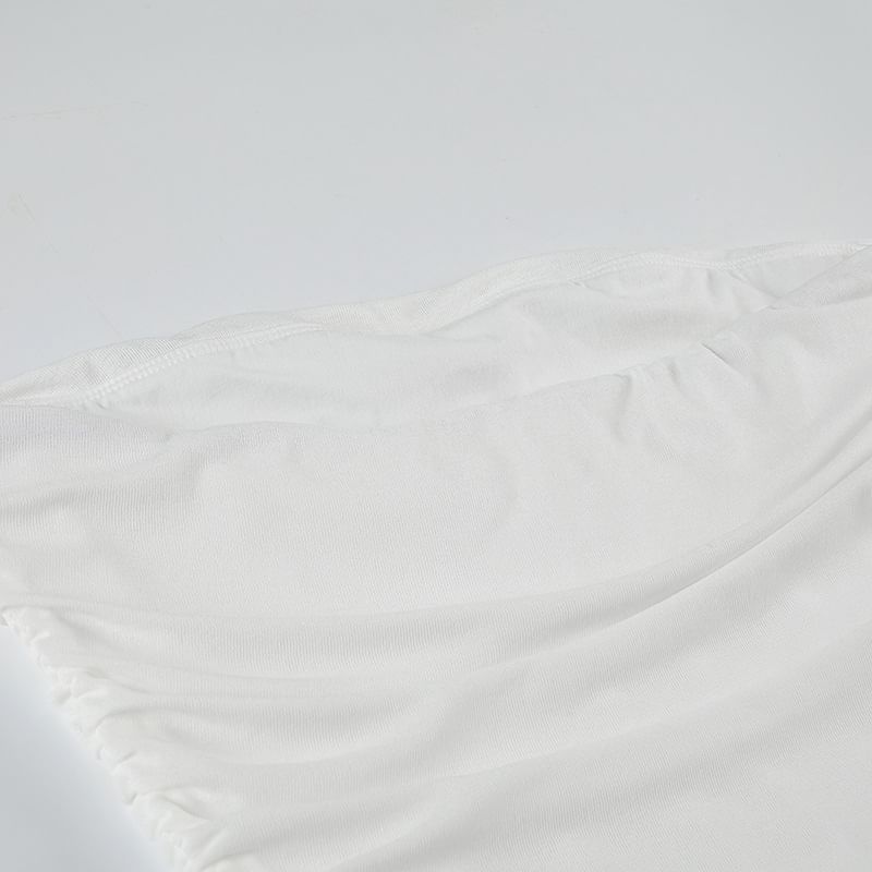 Cincine - Strapless asymmetrische effen mini A-lijn jurk