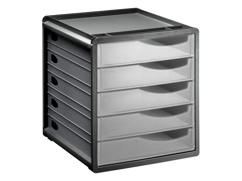 Rotho Schubladenbox Spacebox 5 Grau Aufbewahrungssystem mit 5 Schubladen