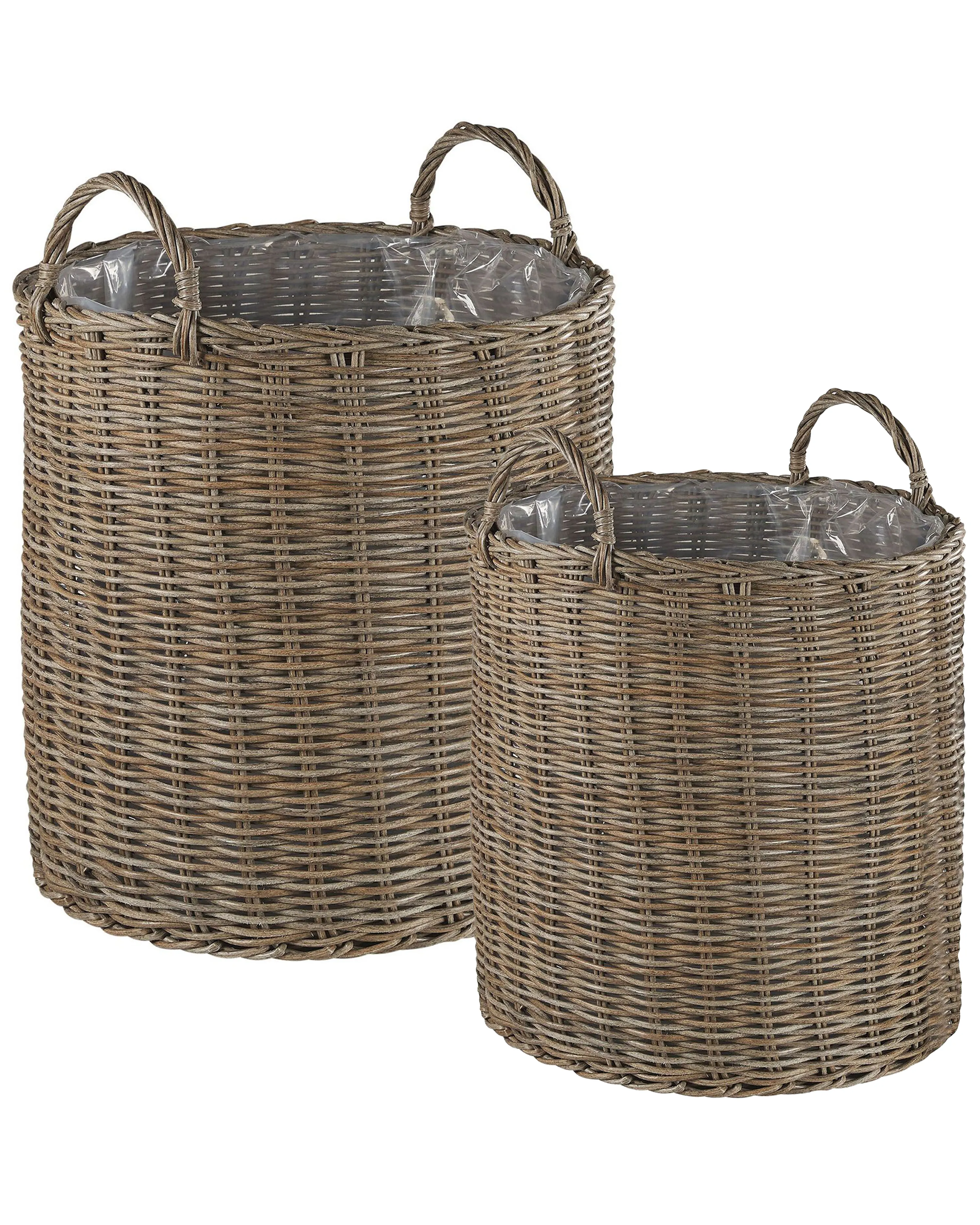 Set van 2 bloempotten BITOLA PE rotan 40/48 cm Bruin