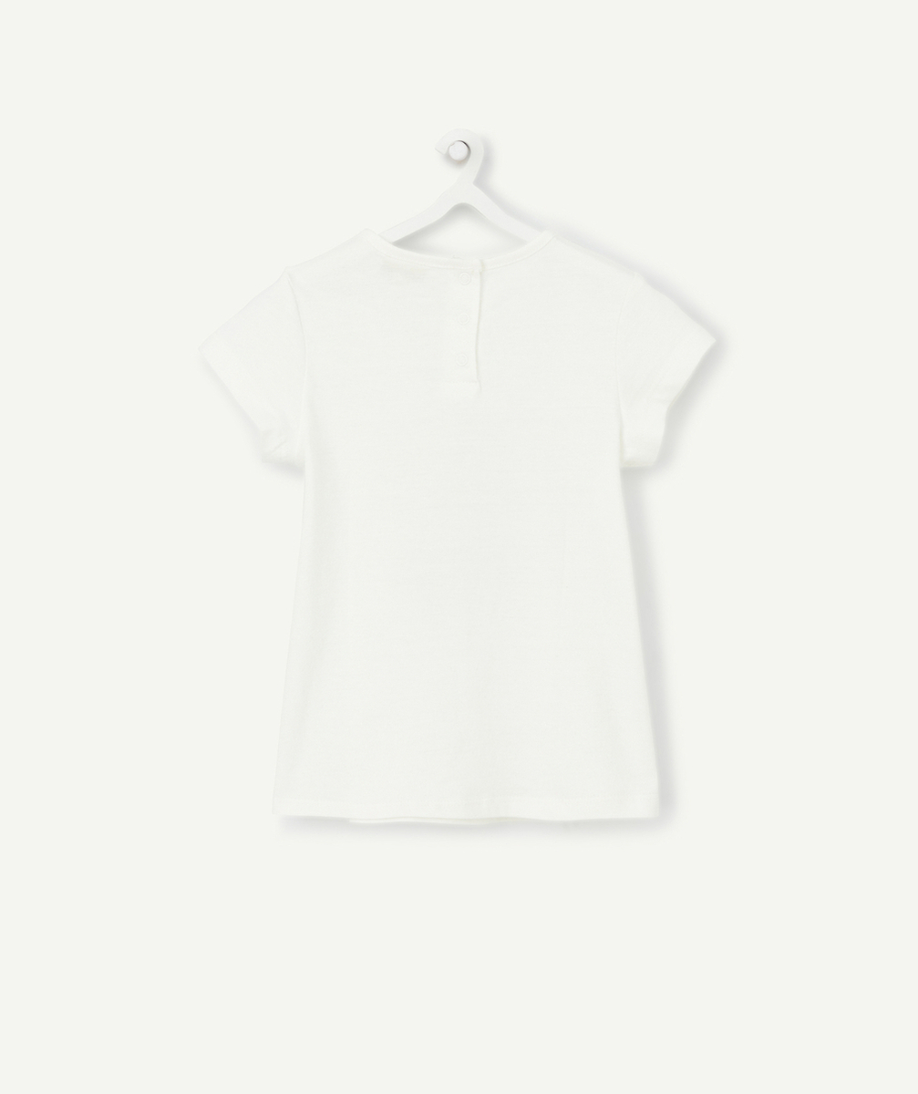 T-SHIRT BÉBÉ FILLE BLANC EN COTON BIO AVEC ANIMATION
