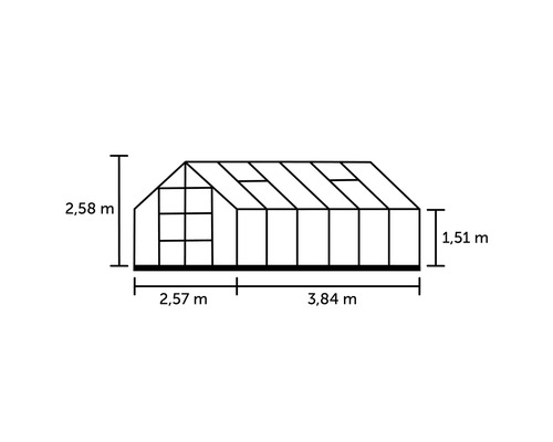 Kas Halls Magnum 128, veiligheidsglas 3 mm, 257 x 384 cm, zwart